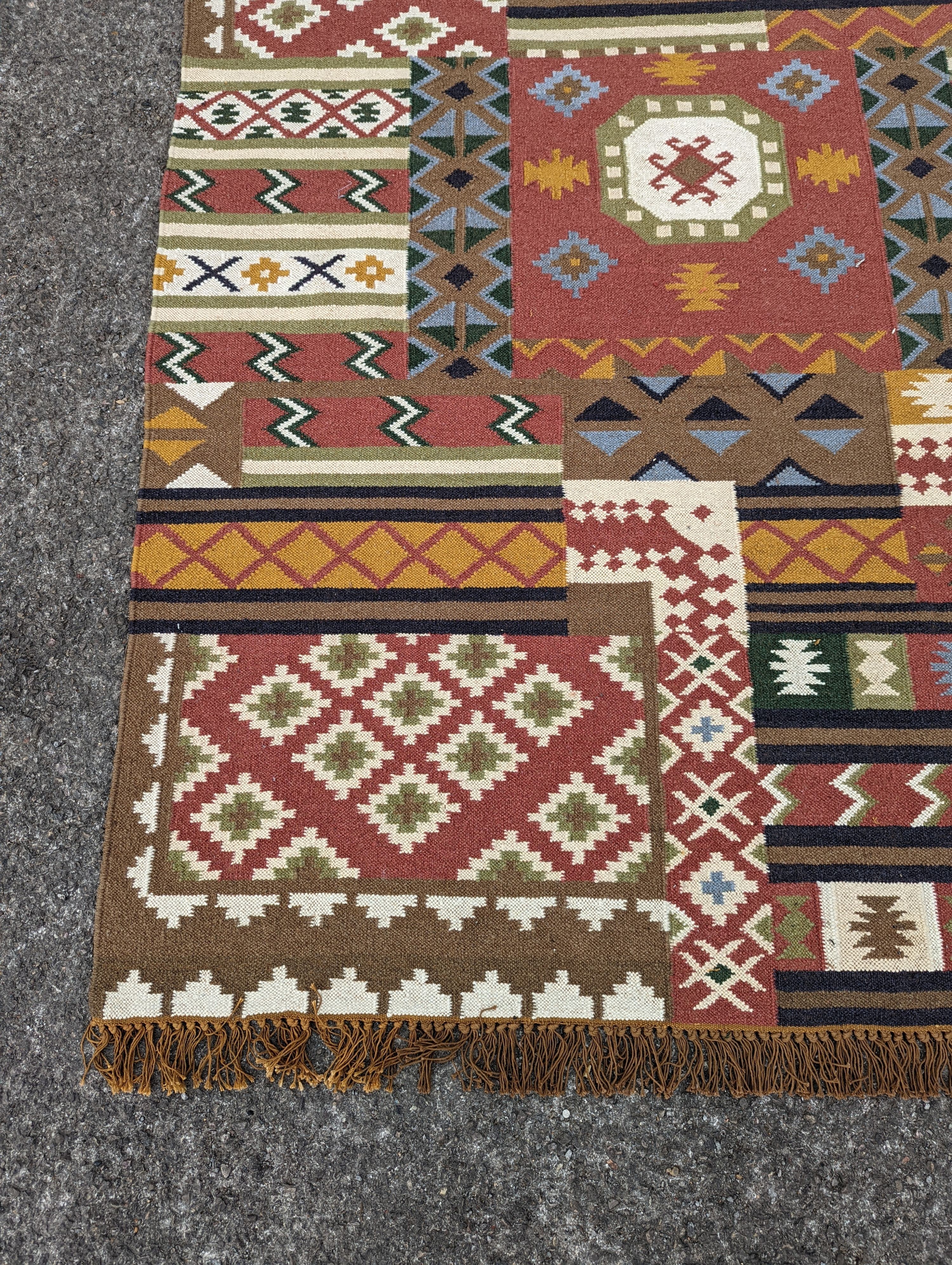 Three assorted Kilim flatweave carpets and rugs, 290 x 200cm, 240 x 170cm, 200 x 140cm